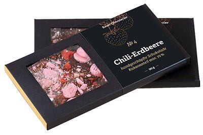 Chili-Erdbeer mind. 72 % Kakaoanteil, 80g